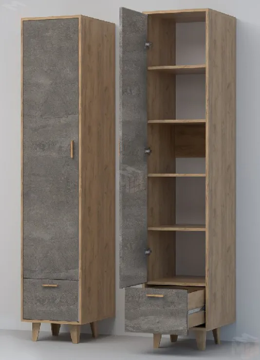 Пенал П-1 Эго на ножках Дуб Крафт Золотой/Камень Темный