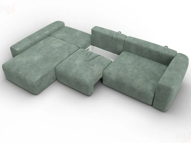 Диван угловой Лига-066 НПБ Лонг угол левый ( BRUT 08 зеленый )