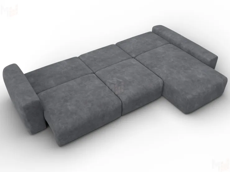 Диван угловой Лига-066 НПБ Лонг угол правый ( BRUT 16 темно-серый )