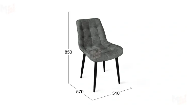 Стул BOSTON Черный муар, Велюр V003 темно-серый