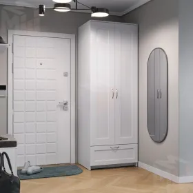 2.02.01.470.1 СИРИУС шкаф 2 двери и 1 ящик 78х59х220 белый RU