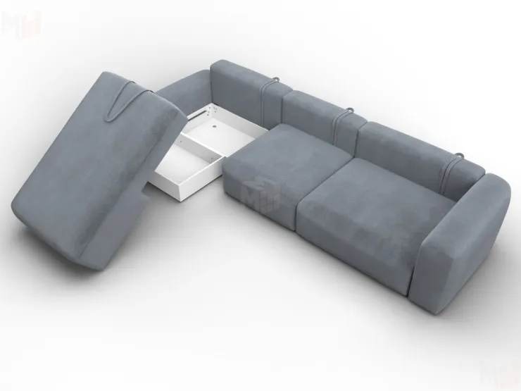 Диван угловой Лига-066 НПБ Лонг угол левый ( TOWER 10 серый )