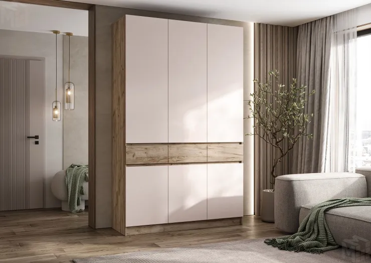 Шкаф Роджина 3-х створчатый (крафт серый/кашемир)