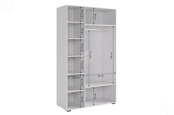 Шкаф трехдверный Ева  105.01 белое дерево/белый матовый