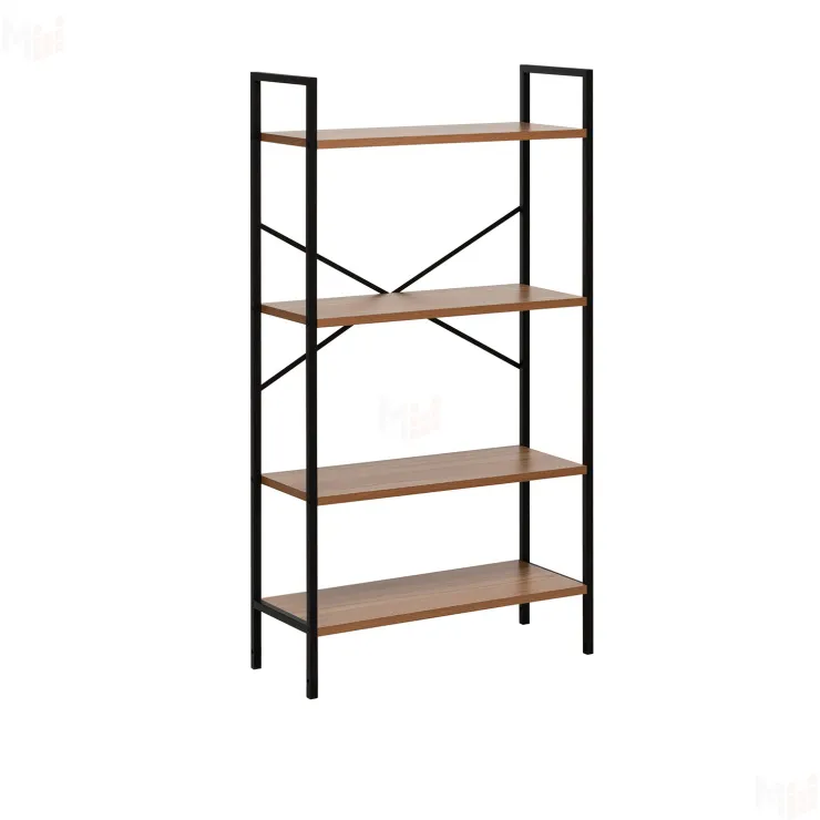 Стеллаж Leset Стилвуд 24 широкий, 4 полки (Чёрный/Орех лион светлый)