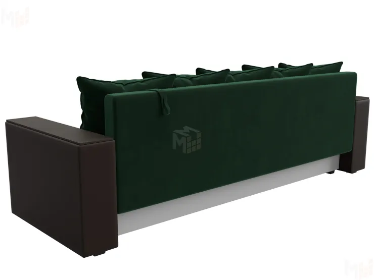 Диван прямой Дубай Лайт полки слева ( Зеленый\Коричневый )