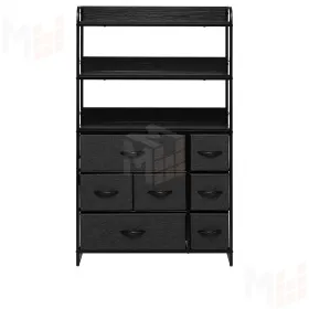 Комод Leset Ноа с полками 7 ящиков (Чёрный/Тёмно-серый/Чёрный матовый)