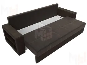 Диван прямой Дубай Лайт полки слева ( Коричневый\Коричневый )