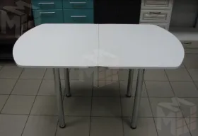 Стол Евро поворотно-раскладной с ящиком 780*680 (белый) ножки хром