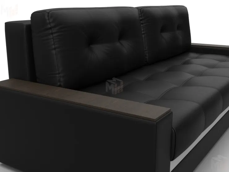 Диван прямой с декором Лига-096 НПБ ( Черный;Белый )