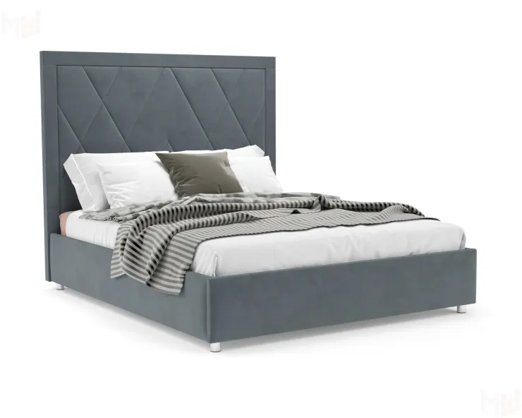 Кровать Треви 140 см (Велюр серо-синий HB-178 26)