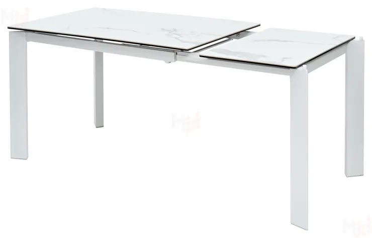 Стол CORNER 120 HIGH GLOSS STATUARIO керамика/белый каркас