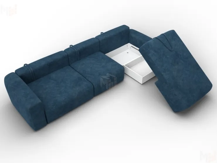 Диван угловой Лига-066 НПБ Лонг угол правый ( BRUT 11 синий )