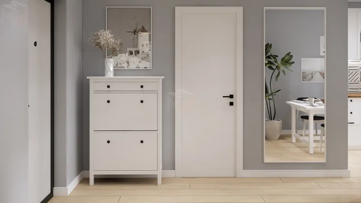 Тумба для обуви из массива Кымор 89 с ящиком, белая