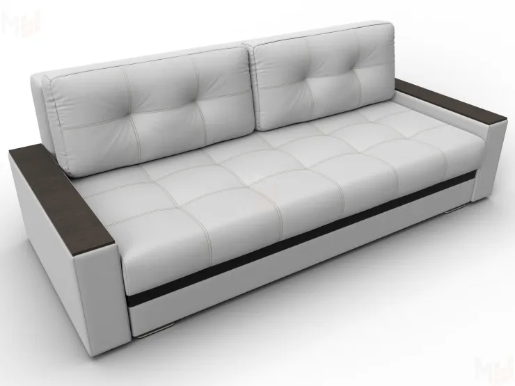 Диван прямой с декором Лига-096 НПБ ( Белый;Черный )