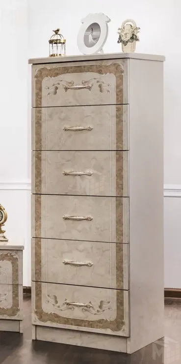 Комод Патрисия 6 ящиков крем корень глянец