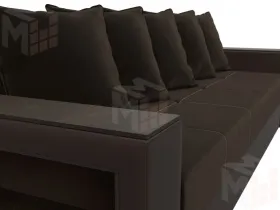 Диван прямой Дубай Лайт полки слева ( Коричневый )