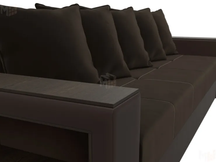 Диван прямой Дубай Лайт полки слева ( Коричневый )