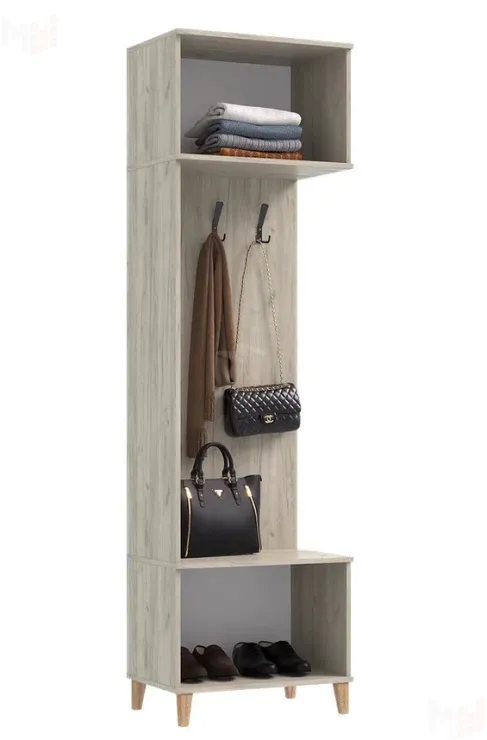 Прихожая Ирис Шкаф с вешалками Кашемир/Дуб Крафт серый