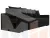 Диван прямой Дубай Лайт полки слева ( Черный\Черный )