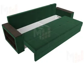 Диван прямой Дубай Лайт полки слева ( Зеленый )