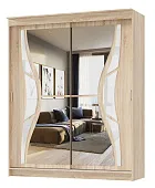 Шкаф-купе  2,0 м с зеркалом Бабочка Дуб Сонома