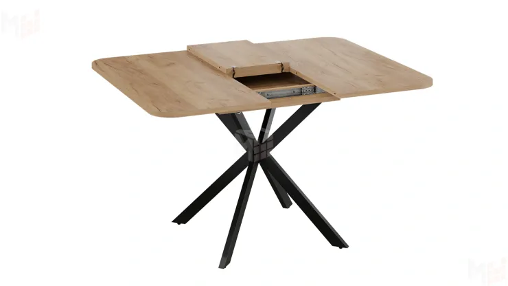 Стол обеденный раздвижной Лиссабон Тип 1 Черный муар, Дуб Крафт золотой