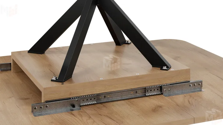 Стол обеденный раздвижной Лиссабон Тип 1 Черный муар, Дуб Крафт золотой