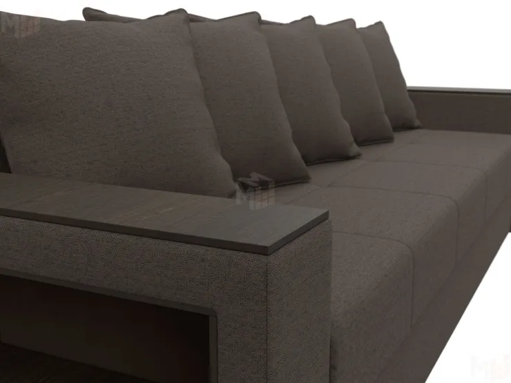 Диван прямой Дубай Лайт полки слева ( Коричневый )