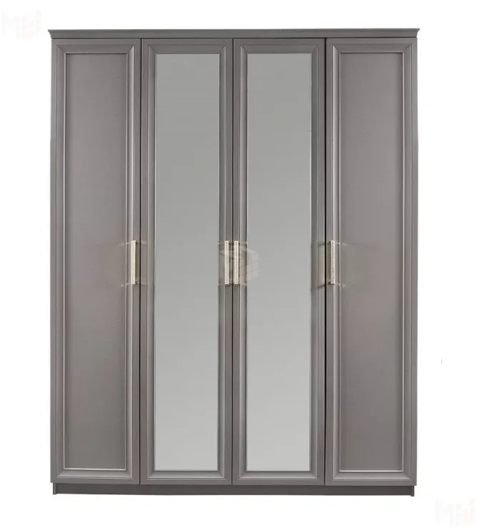 Шкаф Мокко 4-дверный с зеркалом серый