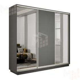 Шкаф-купе Экспресс трио 2 зеркала 2400 (Серый диамант)