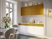 Кухня Оливия 2,0 белый снег софт/горчица софт