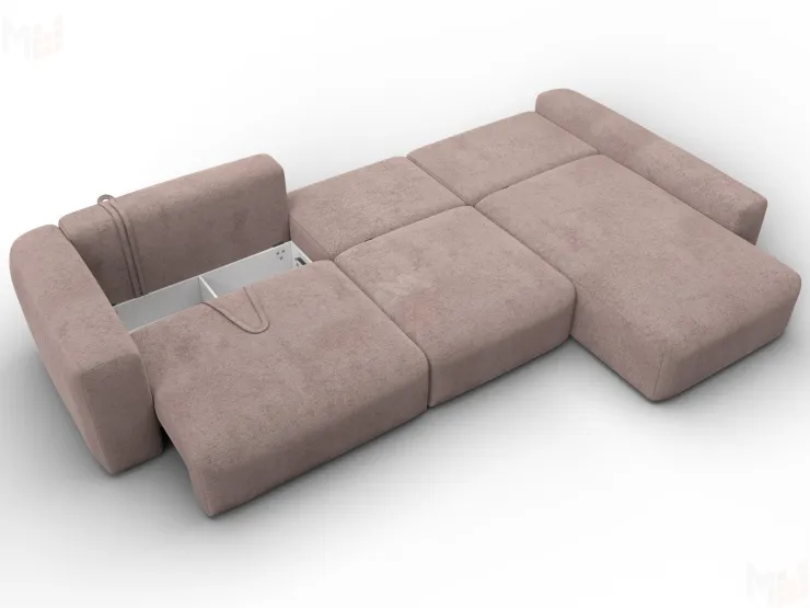 Диван угловой Лига-066 НПБ Лонг угол правый ( TOWER 05 бежевый )