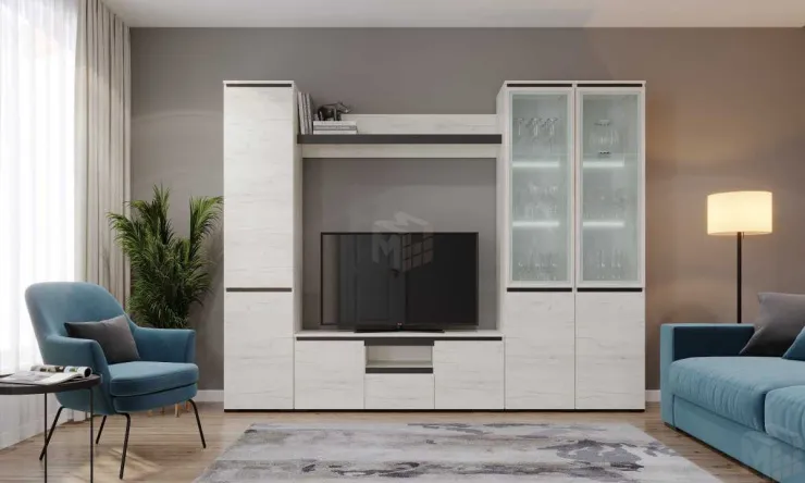 Пенал ГРЕТТА 2С  Дуб Крафт белый - Антрацит