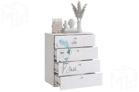 Комод  Гламур белый/белый глянец Комод  Гламур белый/белый глянец