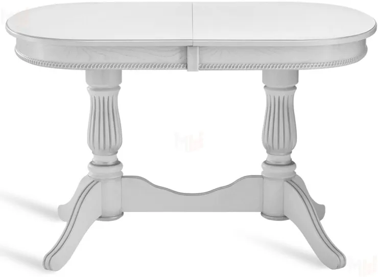 Стол деревянный раздвижной Кайнс 120 Белый с серебряной патиной