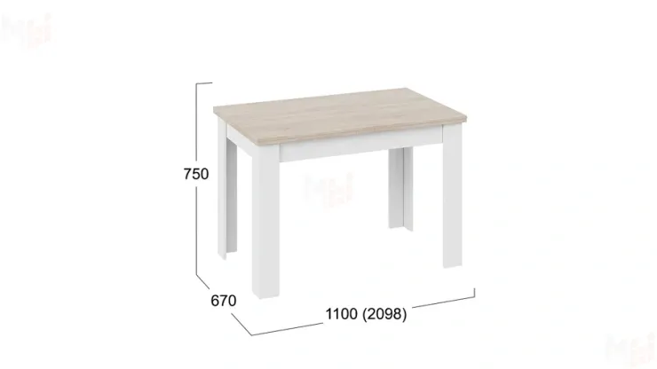 Стол раздвижной Промо  тип 4 Белый, Дуб Сонома светлый