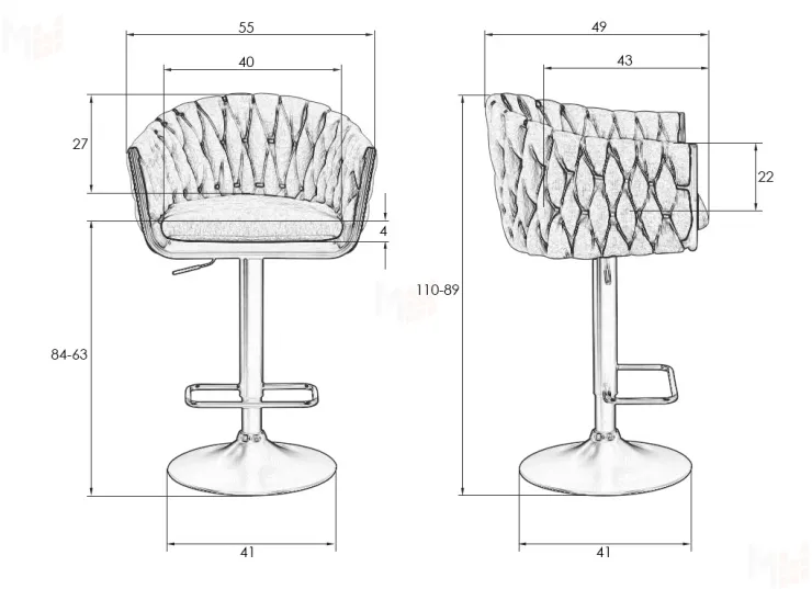 Стул барный DOBRIN MARCEL (черный велюр (MJ9-101))