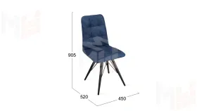 Стул Аспен К3 Черный муар, Велюр Wellmart Blue
