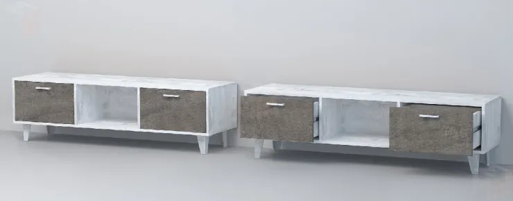 Тумба Т-3 Эго на ножках Бетон Светлый/Камень Темный