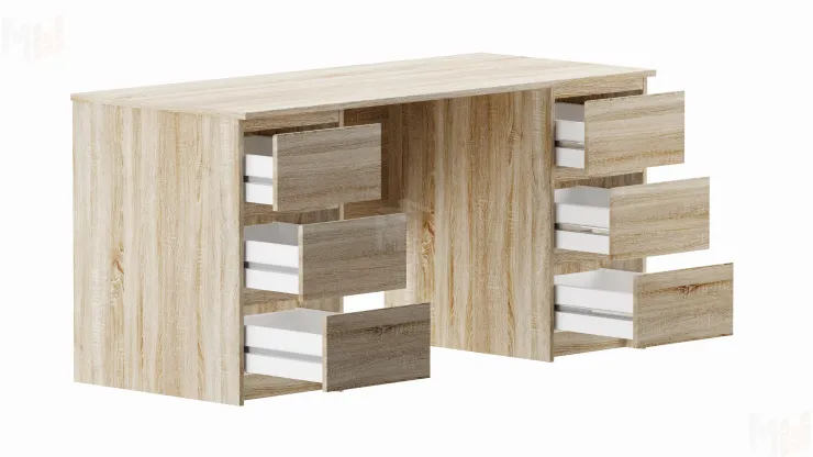 Стол письменный Кастор 6 ящиков сонома