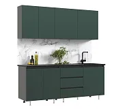 Кухня Челси 2,0м Компановка №2 (Изумрудный, Графит (Кастилло темный))