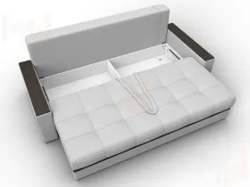 Диван прямой с декором Лига-096 НПБ ( Белый\Черный )