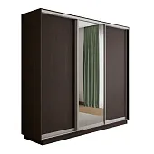 Шкаф-купе Оптим 3-х дверный 1 секция (ЛДСП, Зеркало) 210 см. 2 штанги, 9 полок, 4 ящика