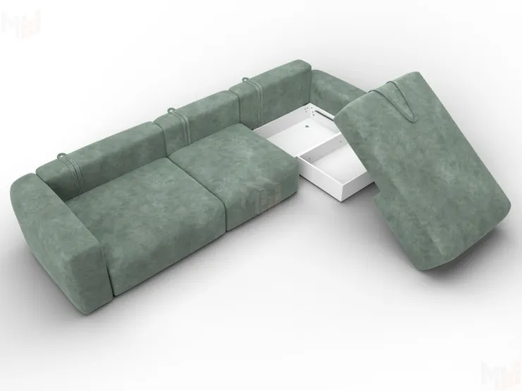 Диван угловой Лига-066 НПБ Лонг угол правый ( BRUT 08 зеленый )
