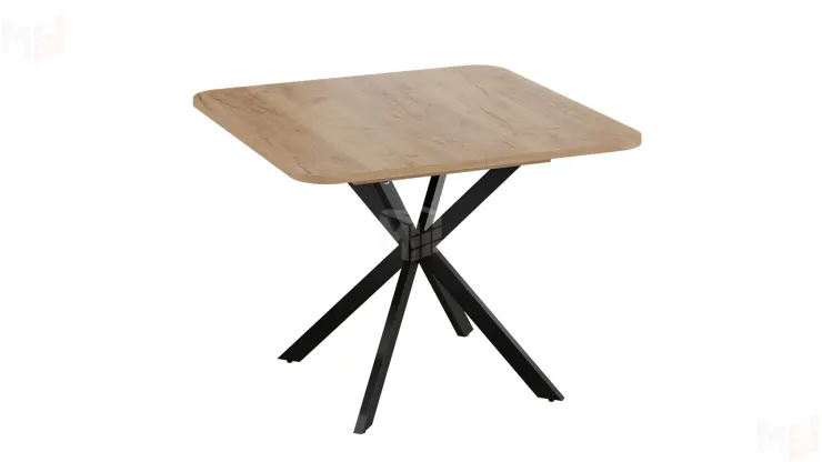 Стол обеденный раздвижной Лиссабон Тип 1 Черный муар, Дуб Крафт золотой