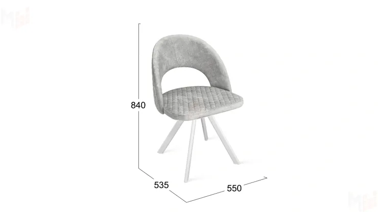 Стул Гэтсби К2 Белый матовый, Велюр Wellmart Silver