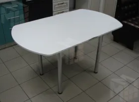 Стол Евро поворотно-раскладной с ящиком 780*680 (белый) ножки хром