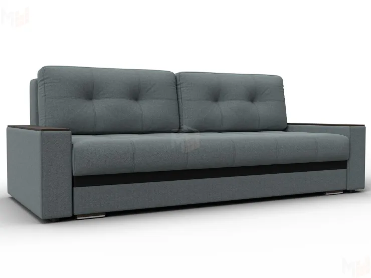 Диван прямой с декором Лига-096 НПБ ( Серый\Черный )