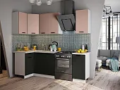 Кухня угловая Техно New 1,1*1,8 Пудра софт/Графит софт